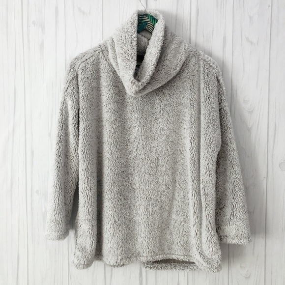 Dylan Cowl Neck Sherpa Fuzzy Pullover Gray Size Medium - Picture 1 of 7